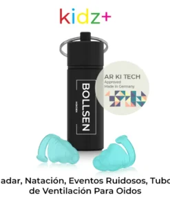 BOLLSEN kidz+ AR KI TECH tapones niños - Nadar, Natación, Eventos Ruidosos, Tubos de Ventilación Para Oidos